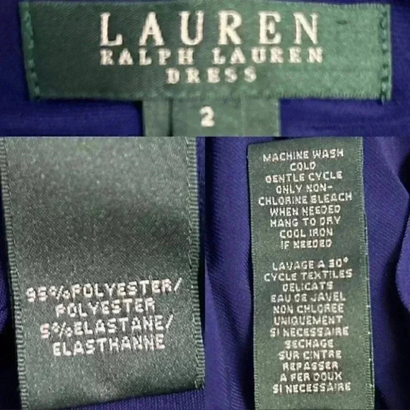 Lauren Ralph Lauren Dress Surplice Wrap Front Sleeveless Royal Blue  Size 2 - Picture 11 of 16